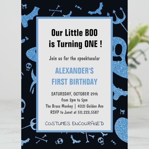 Spooktacular Little boo Halloween 1st birthday Invitation