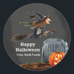 Spooktacular night classic round sticker<br><div class="desc">Available in different products.  Did you know that you can transfer this design to any products that you want by yourself. If you don't know how,   please check my post to see how to do:  www.giftforallseason.com/blog/new-option-at-zazzle-store</div>