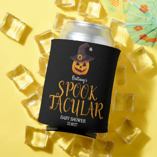 Spooktacular Orange Pumpkin Baby Shower Can Cooler