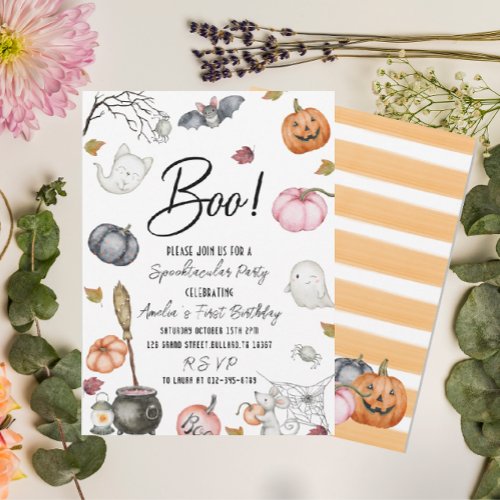 Spooktacular Party First Birthday Baby Shower Invitation
