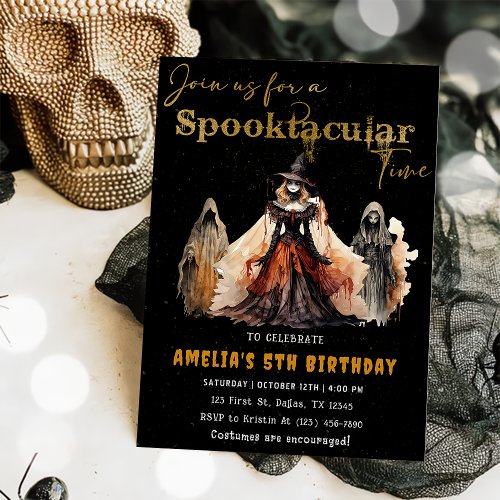 Spooktacular Party Halloween Witches Birthday Invitation