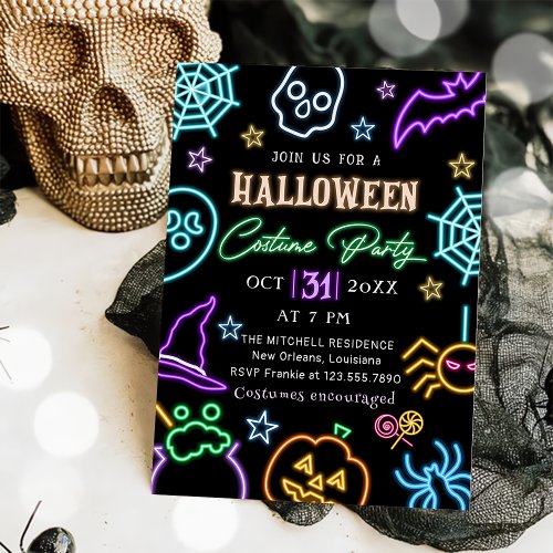 Spooktacular Party Neon Glow Dark Halloween Party  Invitation