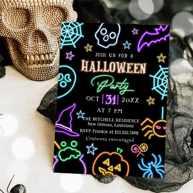Spooktacular Party Neon Glow Halloween Party  Invitation (Creator Uploaded)
