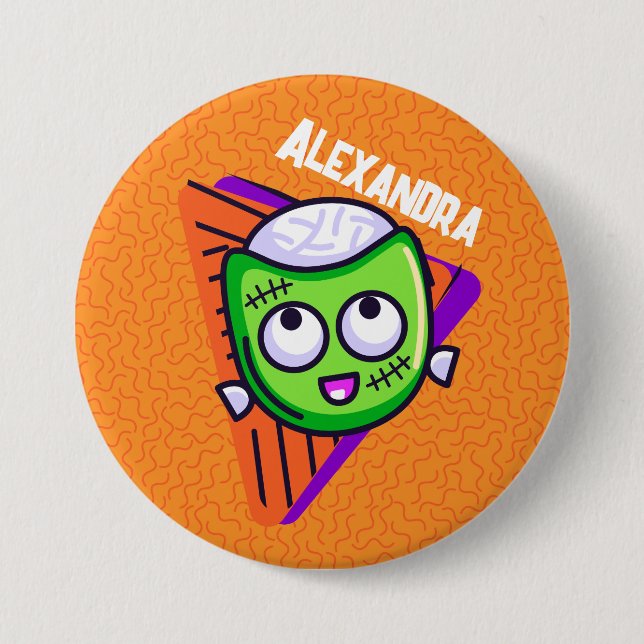 Spooktacular Personalized Zombie Button - orange (Front)