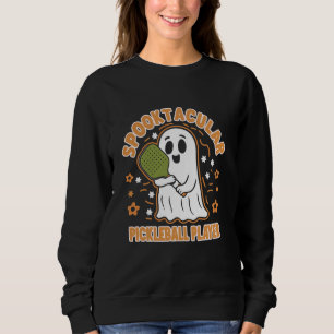 Spooktacular Pickleball Player Ghost Pumpkin Sweatshirt