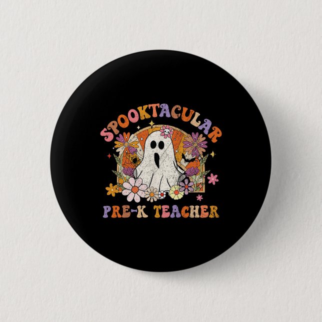 Spooktacular Pre-K Teacher Happy Halloween Matchin Button (Front)