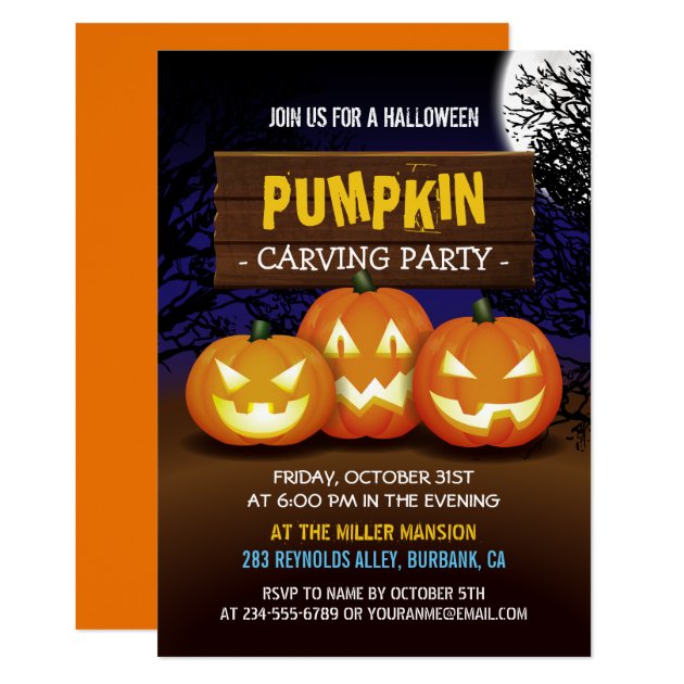 Spooktacular Pumpkin Carving Halloween Party Invitation