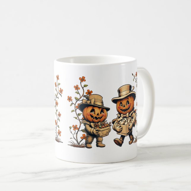 Spooktacular Pumpkin Couple Halloween Coffee Mug (Front Right)