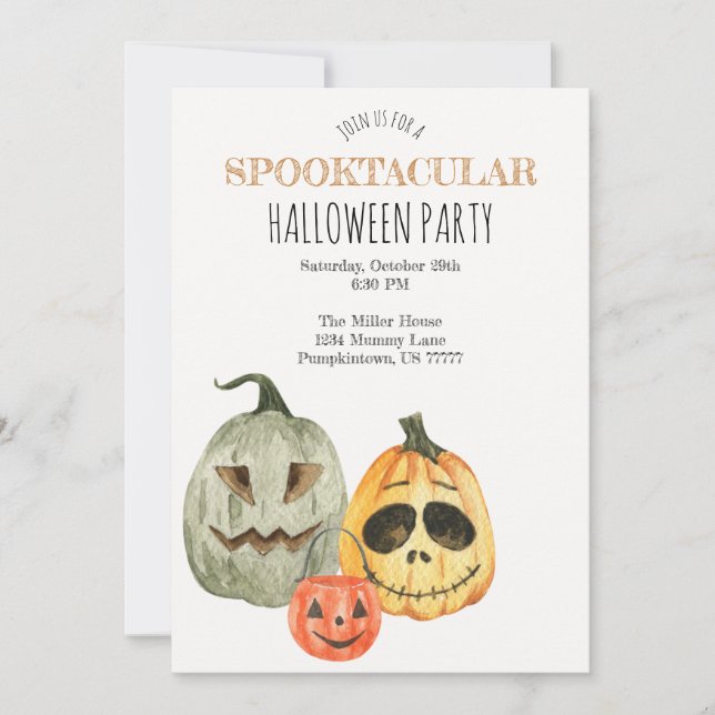 Spooktacular Pumpkin Halloween Invitation (Front)