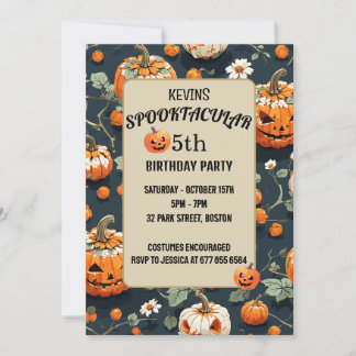 spooktacular pumpkin Halloween kids birthday Invitation