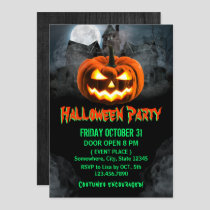 Spooktacular Pumpkin Haunted House Halloween Party Invitation