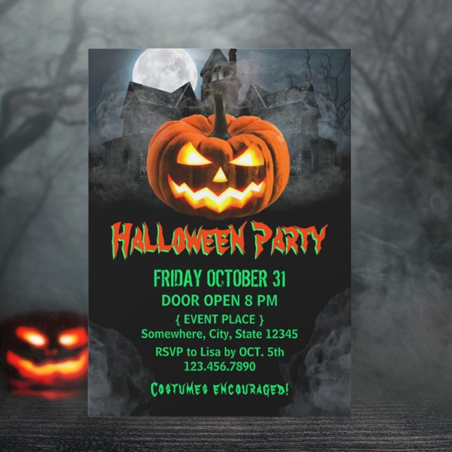 Spooktacular Pumpkin Haunted House Halloween Party Invitation (Creator Uploaded)