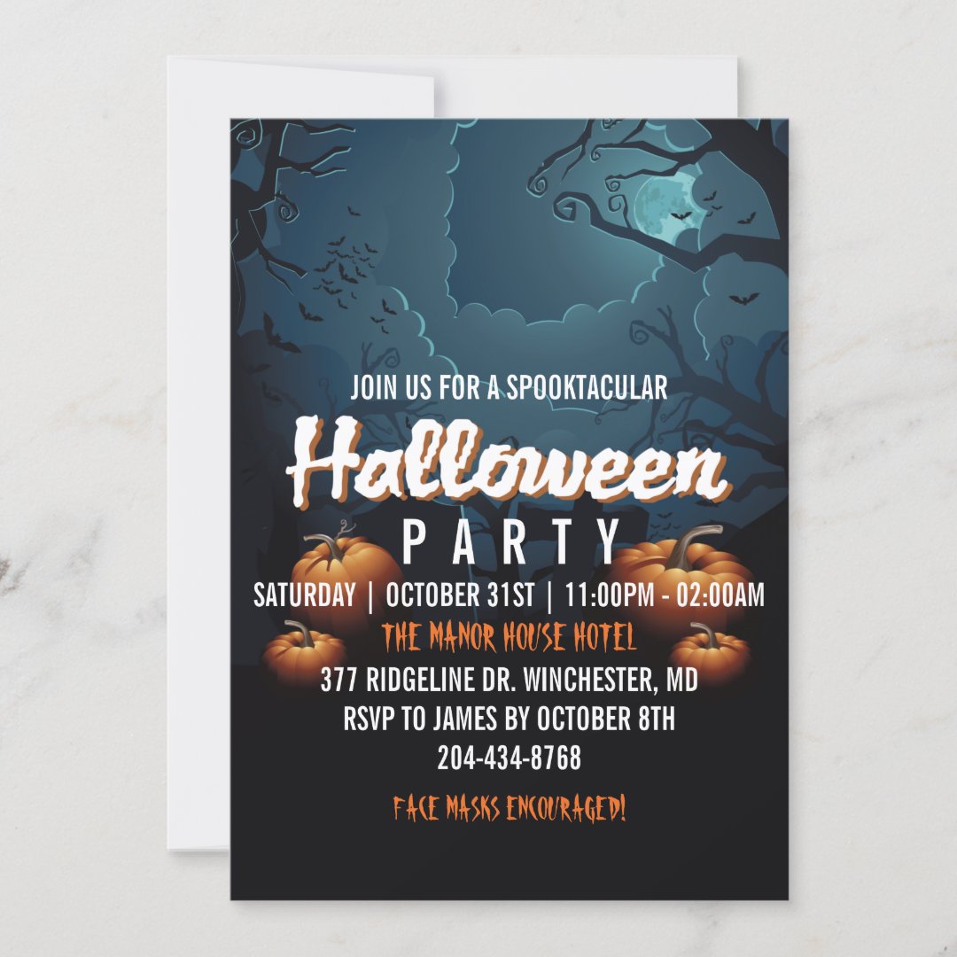 Spooktacular Scary Forest Pumpkins Halloween Party Invitation  Zazzle