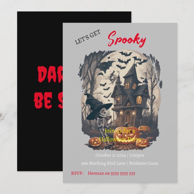Spooktacular Scary Halloween Invitation (Front/Back)
