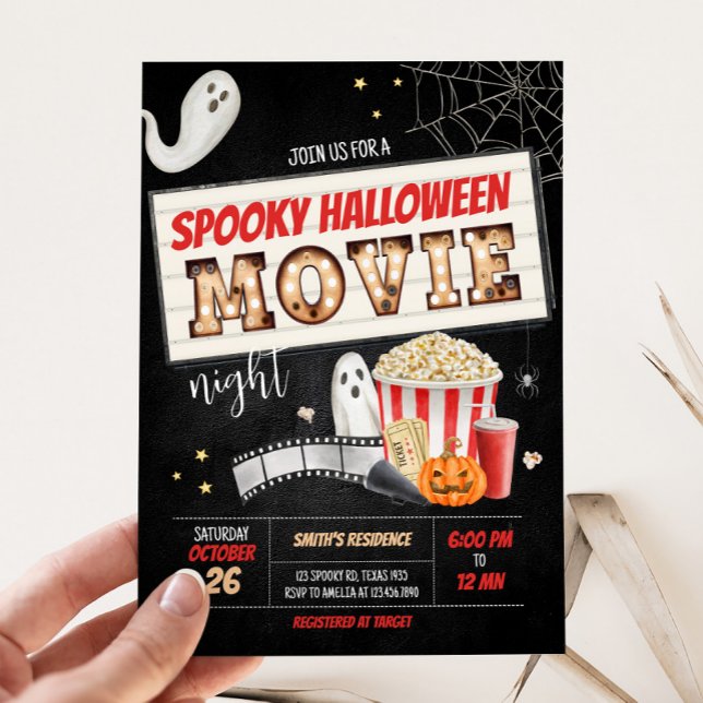 Spooktacular Scary Halloween Movie Night Party Invitation (Scary Spooktacular Halloween Movie Night Party Invitation)