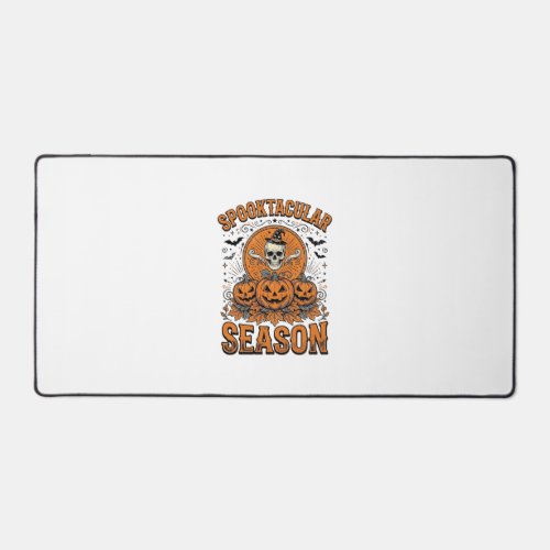 Spooktacular Season Vintage Halloween Skull Pumpki Desk Mat