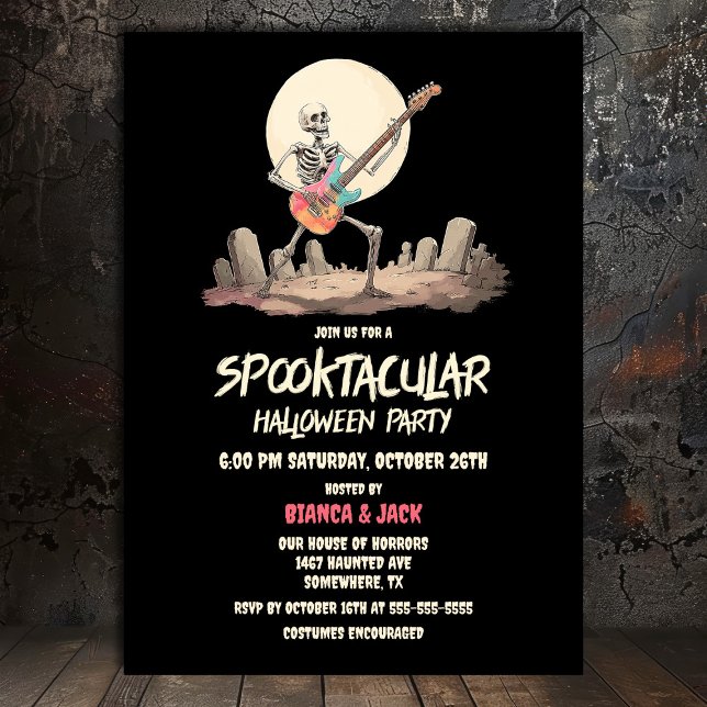 Spooktacular Skeleton Halloween Party Invitation (Creator Uploaded)