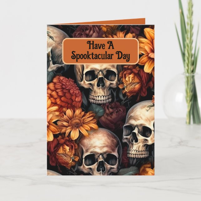 Spooktacular Skulls, 5" x 7" Folded Greeting Card (Front)