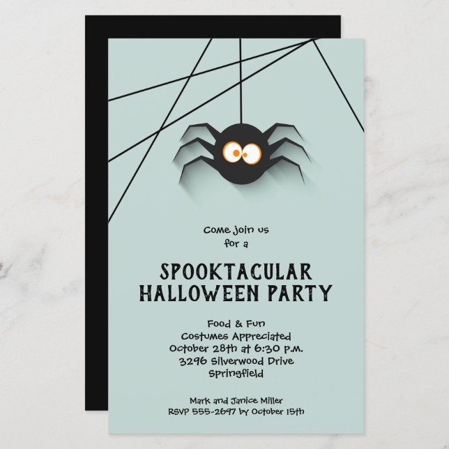 Spooktacular Spider Halloween Invitations (Front/Back)
