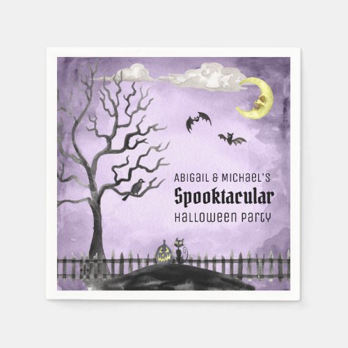 Spooktacular Spooky Halloween Party Watercolor Napkins