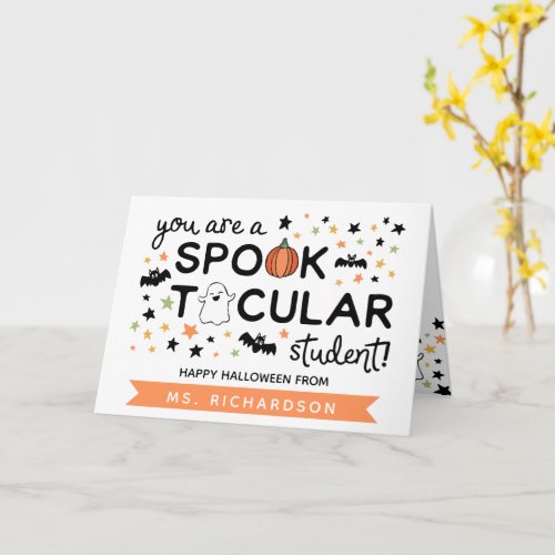 Spooktacular Student Happy Halloween From Teacher Card