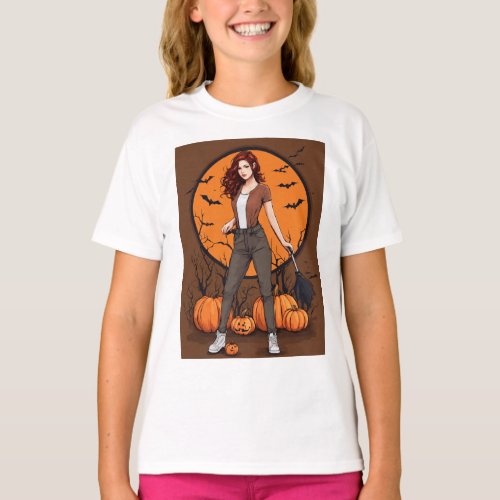 Spooktacular Style Girl Halloween Design T_Shirt