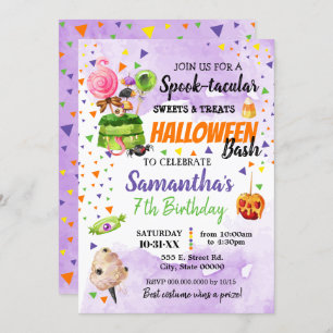 Spooktacular sweets and treat halloween birthday invitation