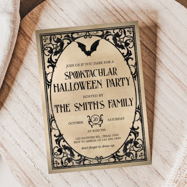 Spooktacular Vintage Adult Halloween Party Invitation (Spooktacular Vintage Halloween Party Invitation)