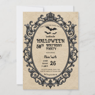 Spooktacular Vintage Bat Halloween Birthday  Invitation
