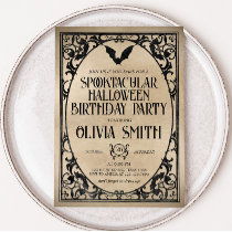 Spooktacular Vintage Halloween Birthday Party Invitation