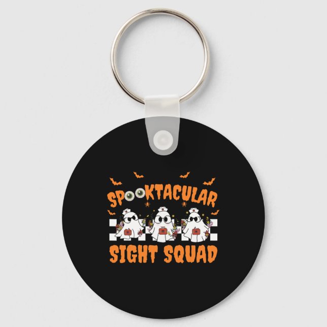 Spooktocular Sight Squad Ghost Halloween Optometry Keychain (Front)