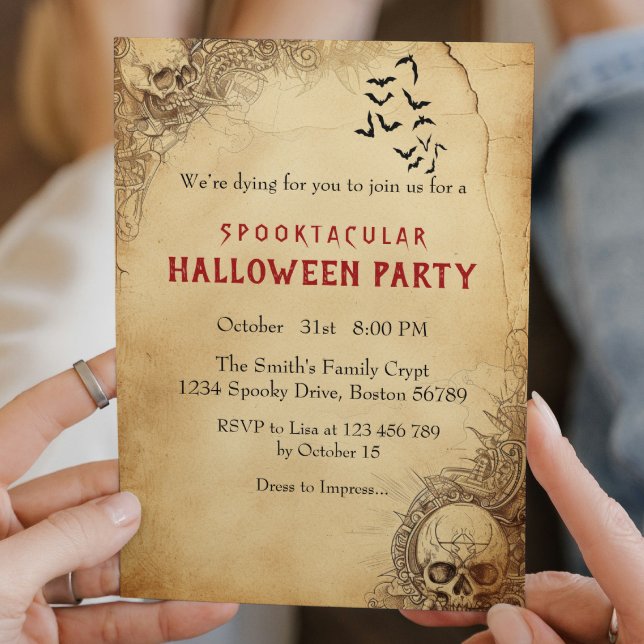 Spooktular I Skull Halloween Party Invitation (Creator Uploaded)