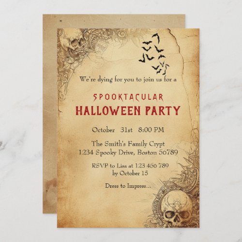 Spooktular I Skull Halloween Party Invitation