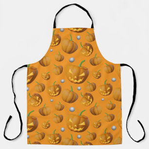 Spooky 3D Jack O'Lantern Pumpkin Pattern Apron