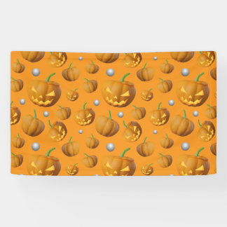 Spooky 3D Jack O'Lantern & Pumpkin Pattern Banner