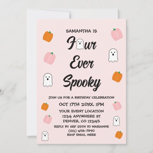 Spooky 4th Birthday Invitation