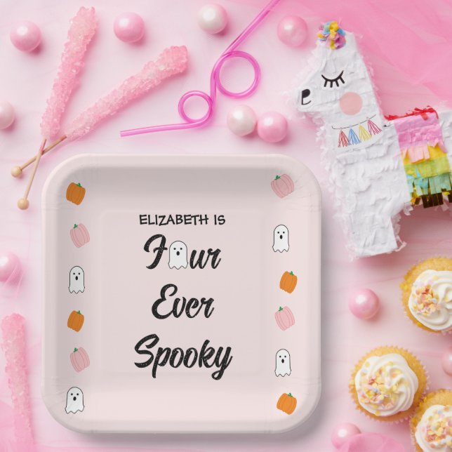 Spooky 4th Birthday Paper Plates (Party)