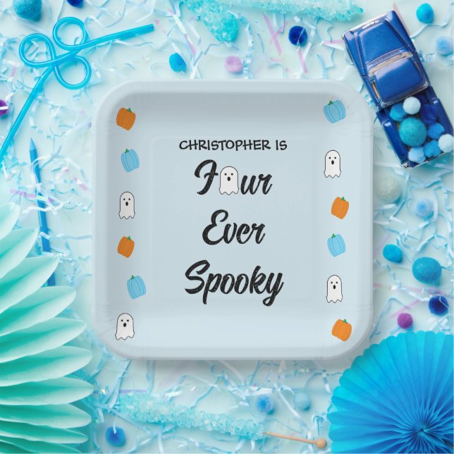 Spooky 4th Birthday Paper Plates (Party)