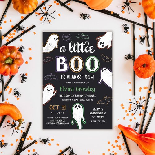 Spooky A Little Boo Halloween Baby Shower Invitation