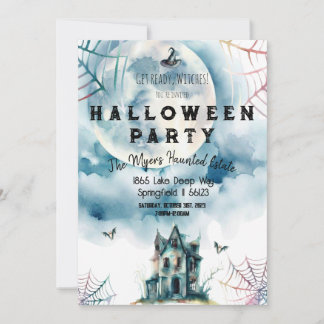 Spooky Adult Halloween Party Get Ready Witches Invitation