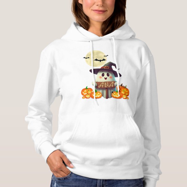 Spooky Adventure of a ghost name “Ava” Hoodie (Front)
