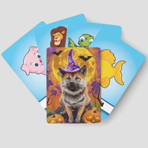  Spooky Akita Halloween Witch and Pumpkin  Matching Game Cards