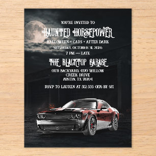 Spooky American Muscle Car Halloween Party Acrylic Enclosure Card