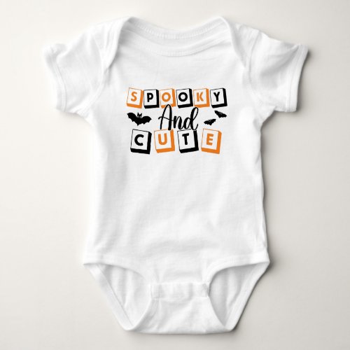 Spooky and cute baby blocks typography halloween baby bodysuit