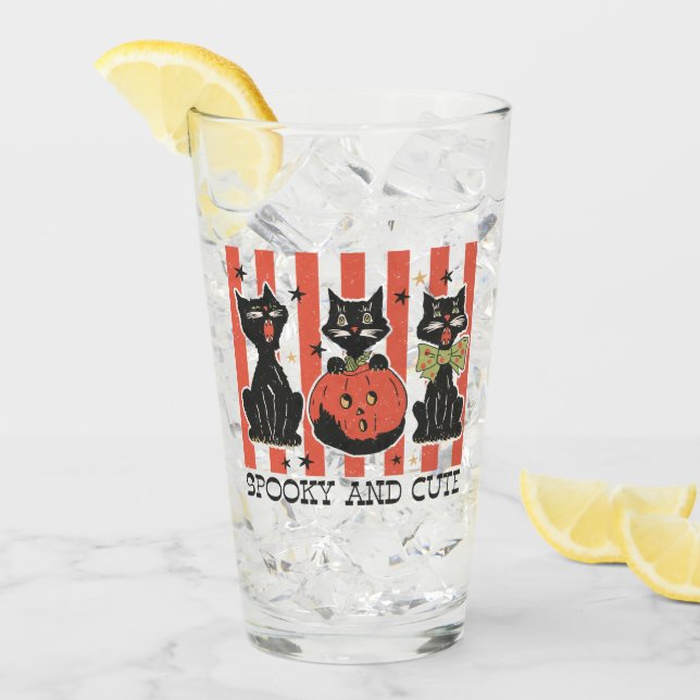 Spooky and Cute - Black Cat and Pumpkin Glass (Front Ice)