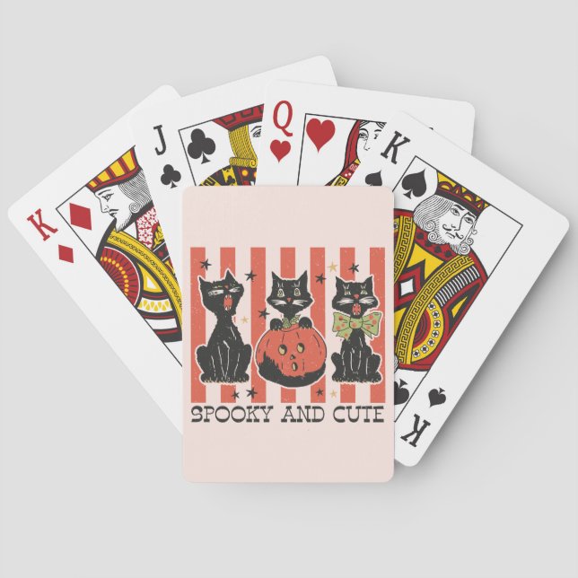 Spooky and Cute - Black Cat and Pumpkin Poker Cards (Back)
