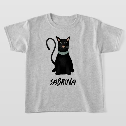 Spooky and Cute Black Cat Halloween Kids T_Shirt