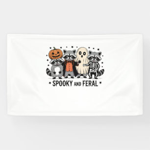Spooky and Feral Funny Halloween Raccoon Banner