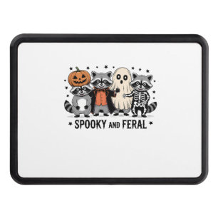 Spooky and Feral Funny Halloween Raccoon Hitch Cover