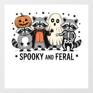Spooky and Feral Funny Halloween Raccoon Wall Decal